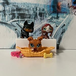 🦴 littlest pet shop / LPS dog lot of 3 with accessories